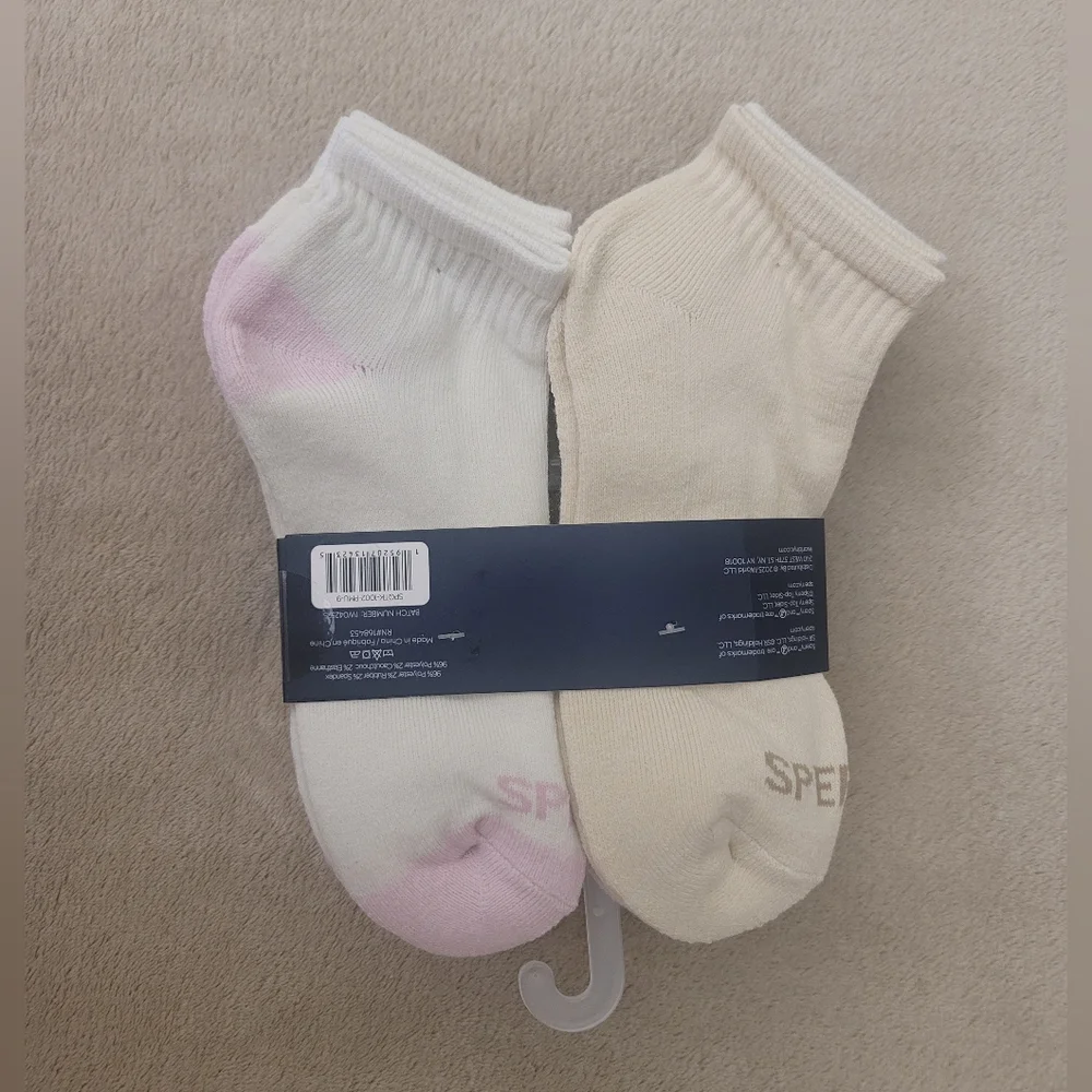 Sperry Kid Cream/Pink Cushion Quarters 10Pk Socks (Big Kid Shoe Size 4-10) NWT